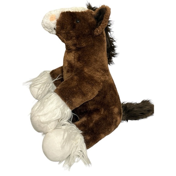 Build-A-Bear Workshop Other - Build A Bear Clydesdale Horse Retired 2018 White Shaggy‎ Hooves BABW Plush Brown